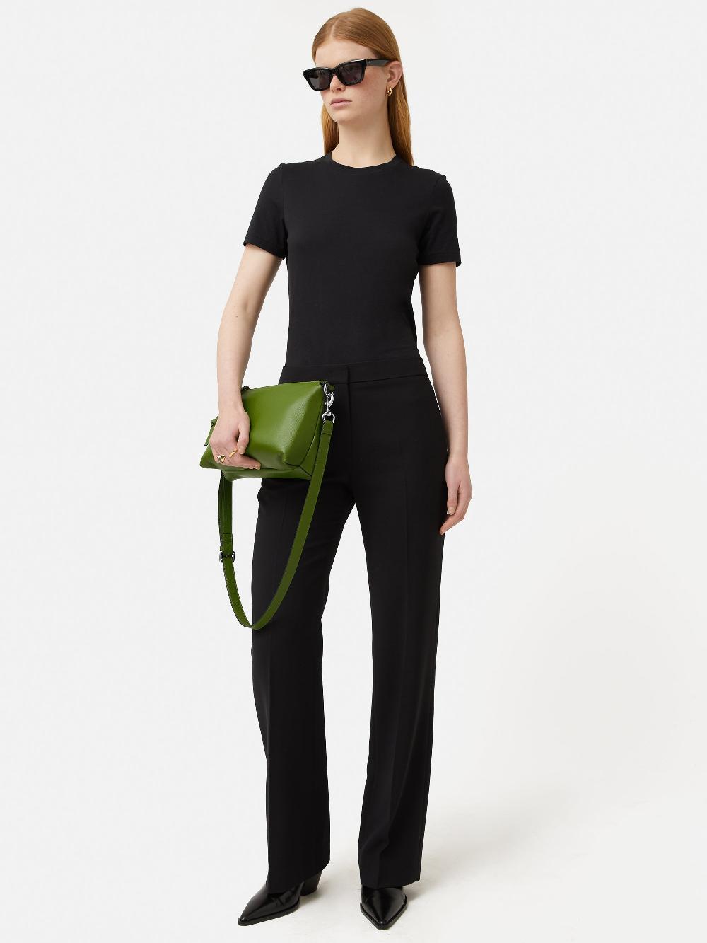 Jigsaw Ava Pebble Leather Crossbody Green