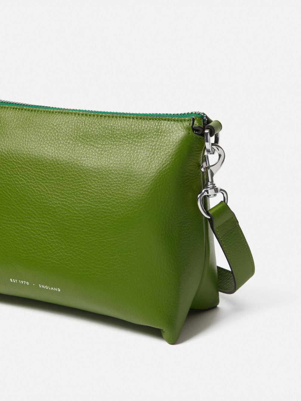 Jigsaw Ava Pebble Leather Crossbody Green