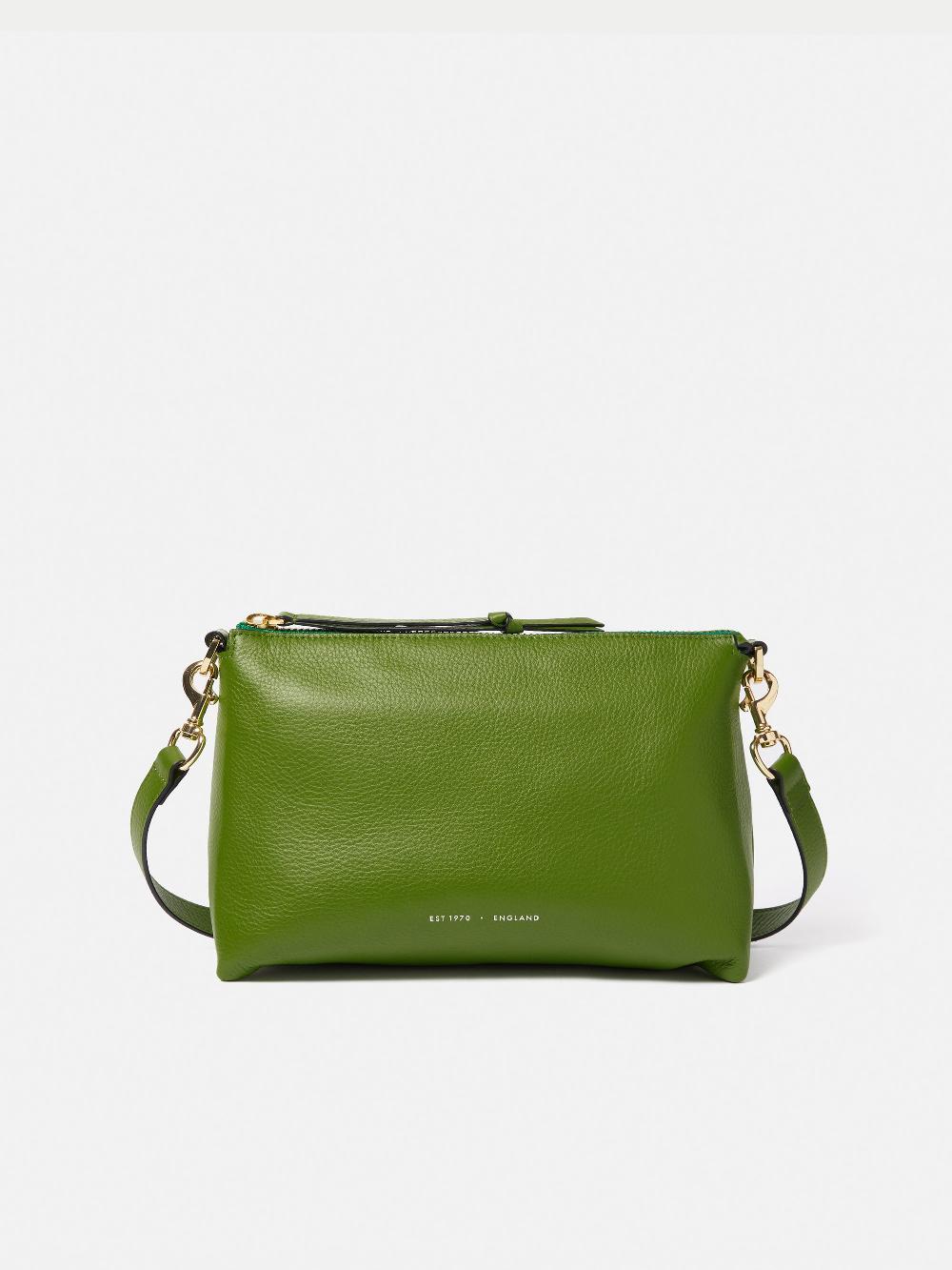 jigsaw Ava Pebble Leather Crossbody Green