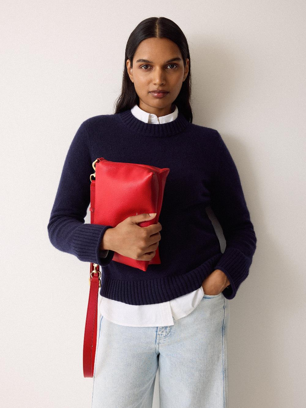 jigsaw Ava Pebble Leather Crossbody Red