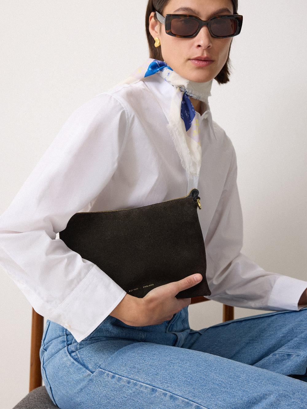 Jigsaw Ava Suede Crossbody Chocolate