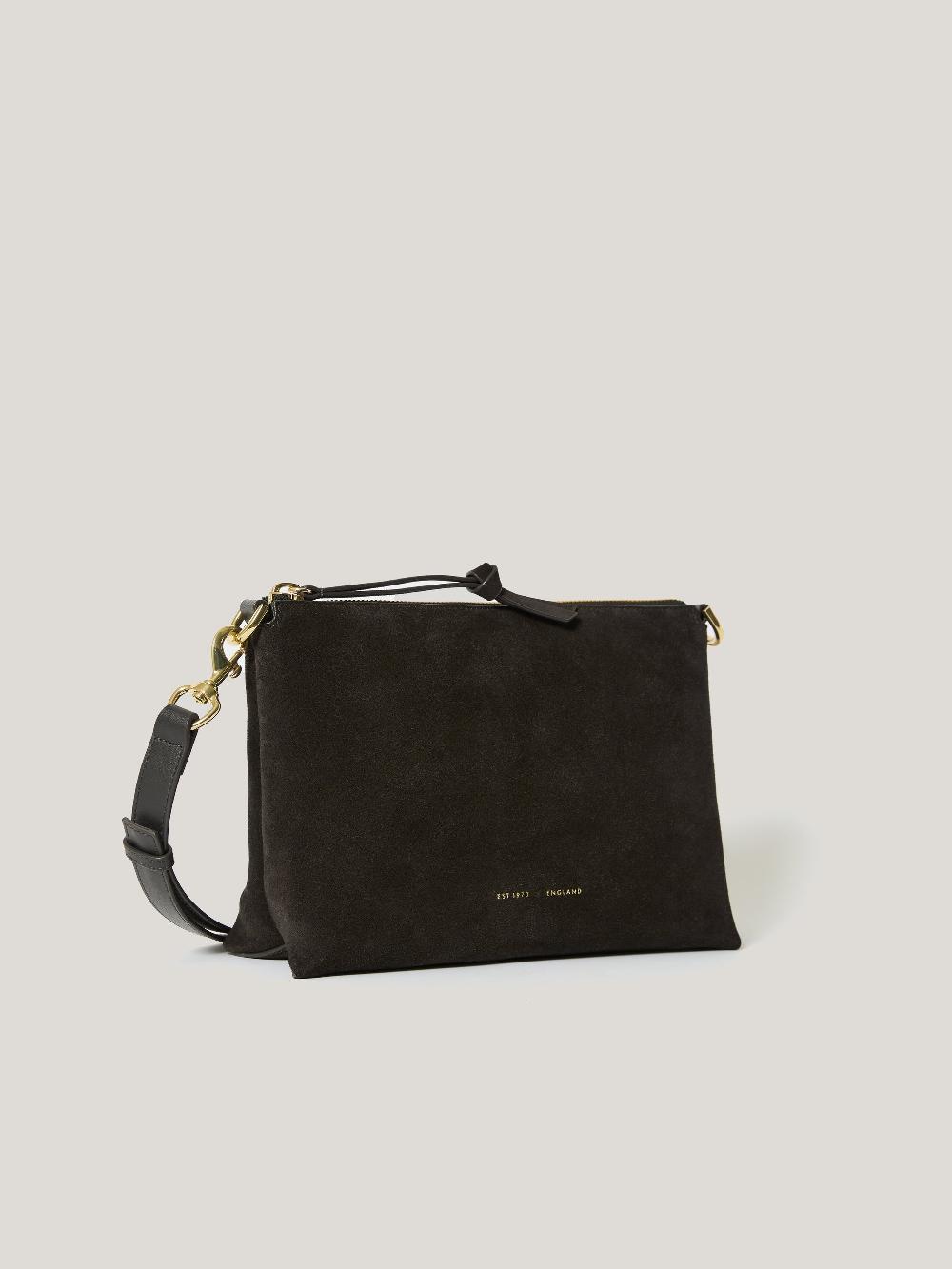 Jigsaw Ava Suede Crossbody Chocolate