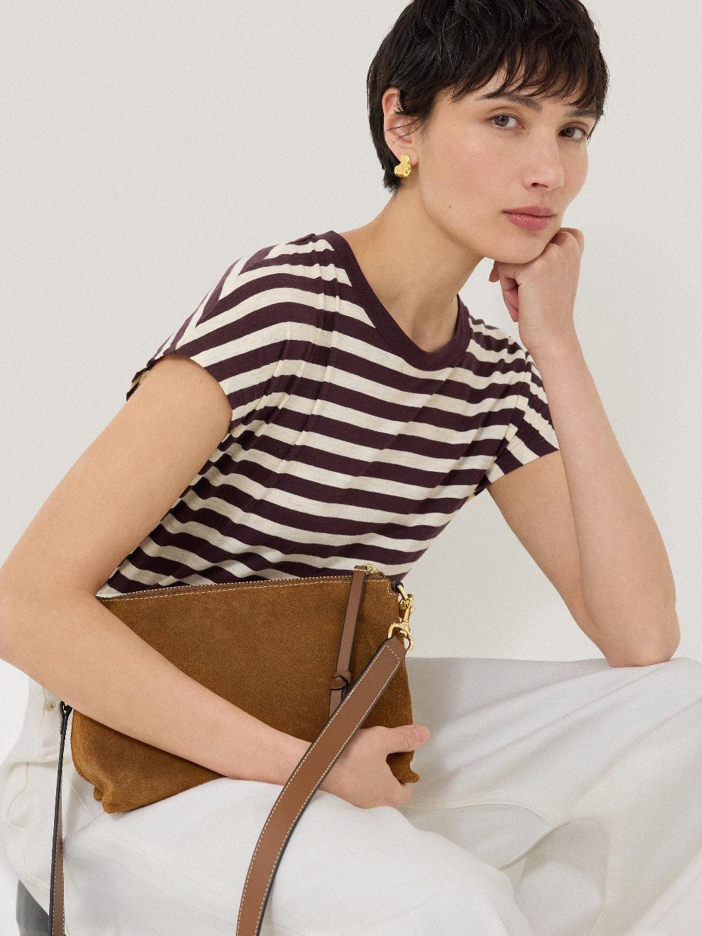 Jigsaw Ava Suede Crossbody Tan