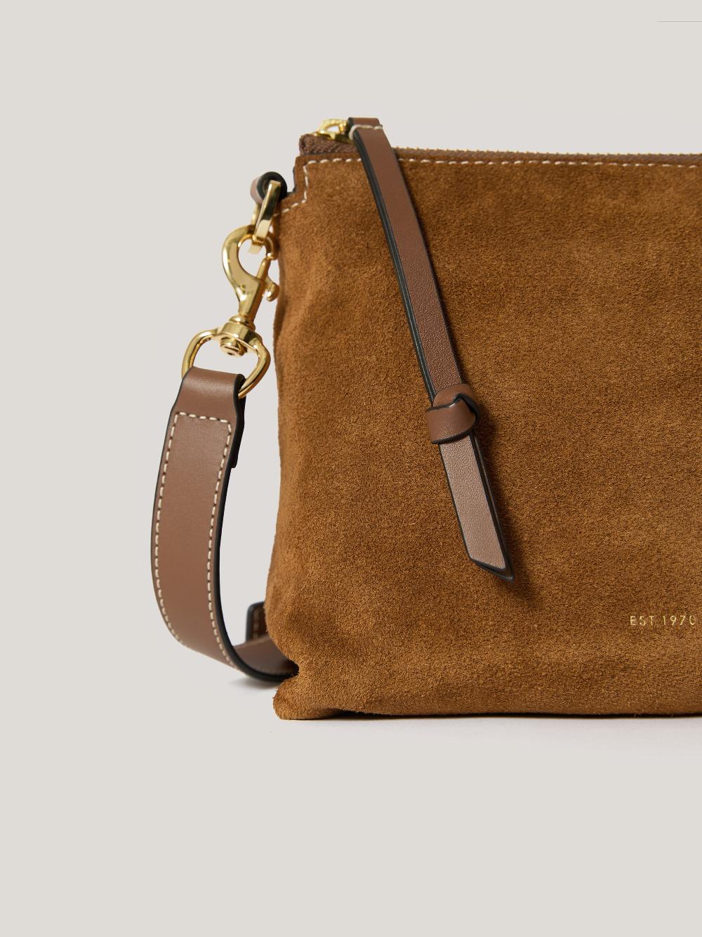 Jigsaw Ava Suede Crossbody Tan
