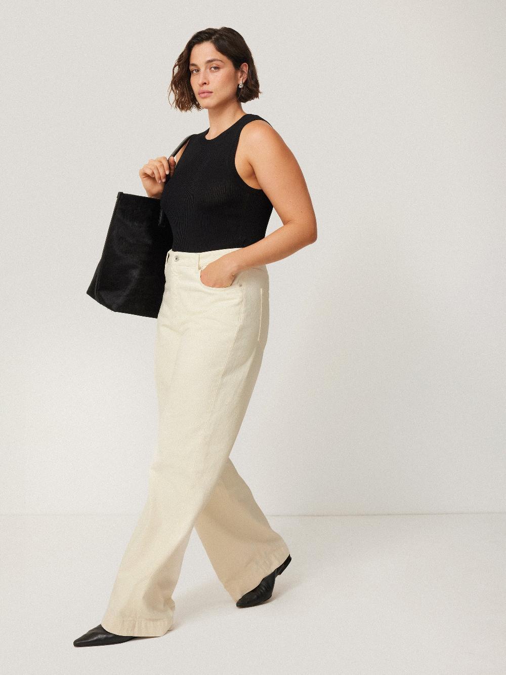 Jigsaw Balfour Long Wide Leg Jean Ecru