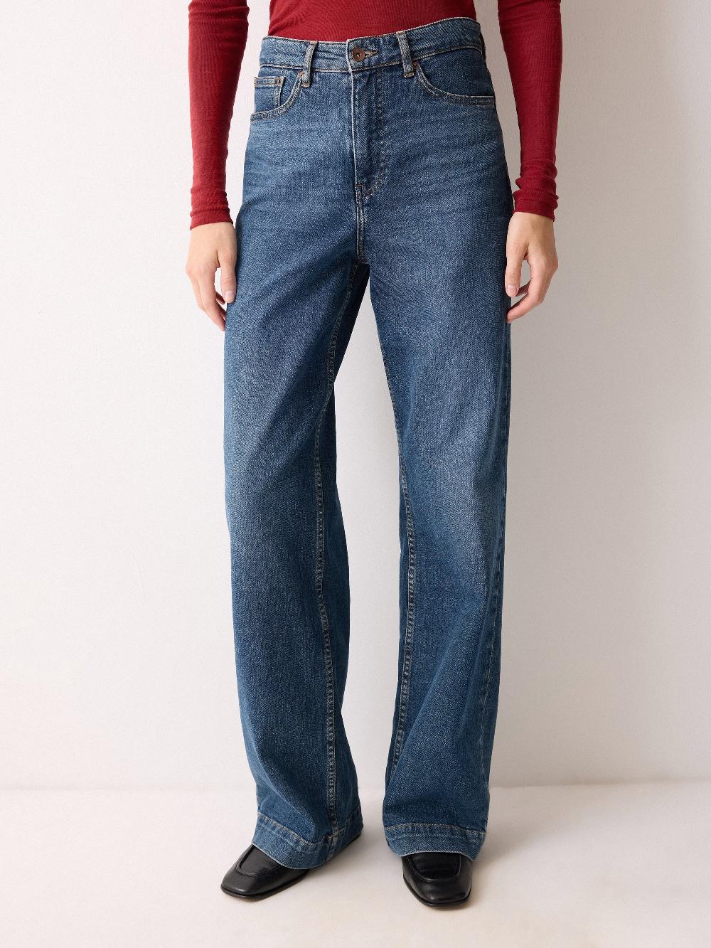 Jigsaw Balfour Long Wide Leg Jean Vintage Mid Blue