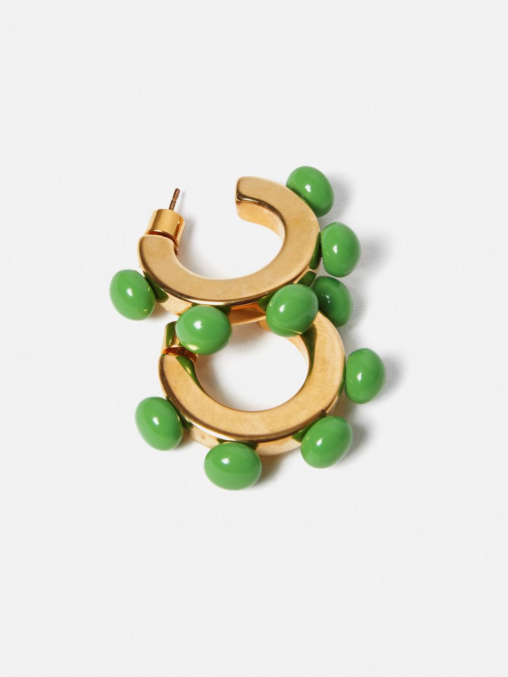 Jigsaw Ball Hoop Earrings Green