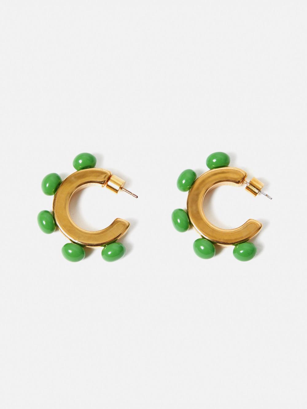 Jigsaw Ball Hoop Earrings Green