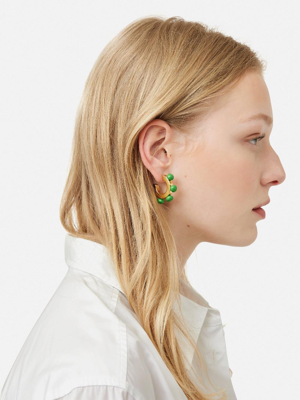 Jigsaw Ball Hoop Earrings Green