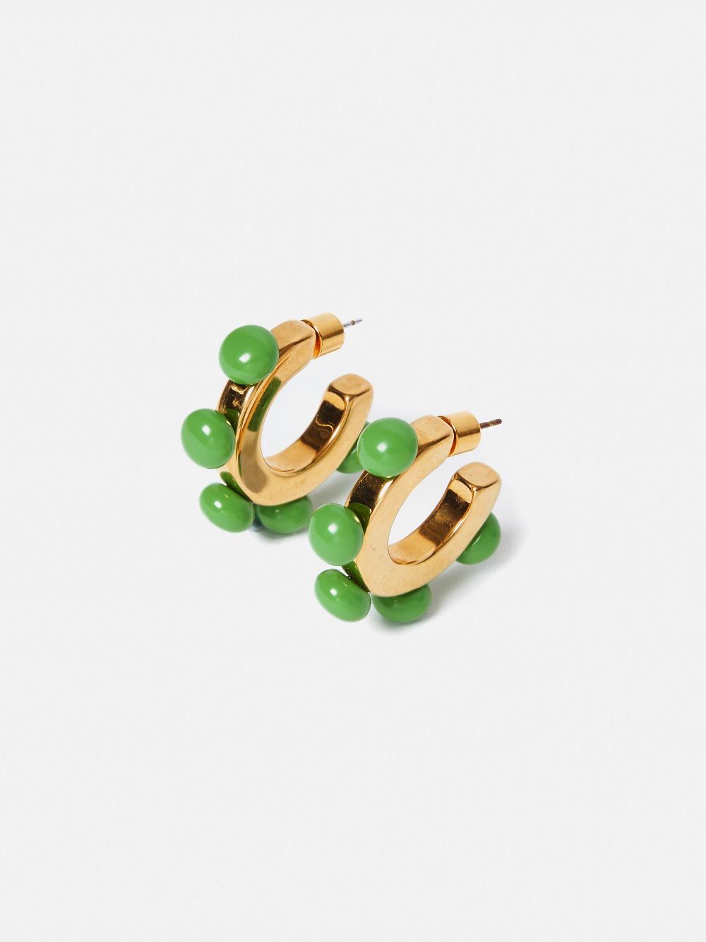jigsaw Ball Hoop Earrings Green