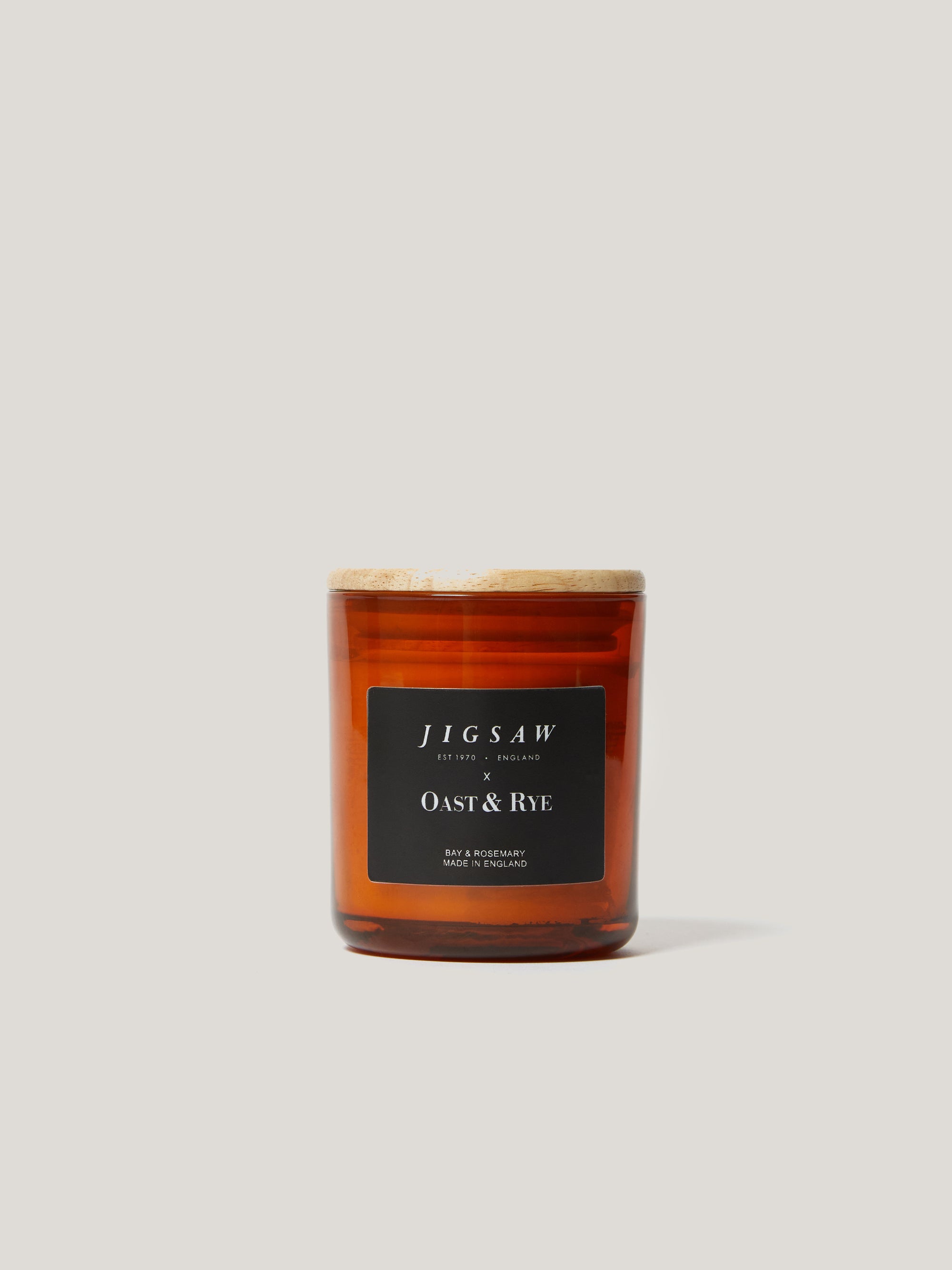 Jigsaw Bay & Rosemary One Wick Candle Amber