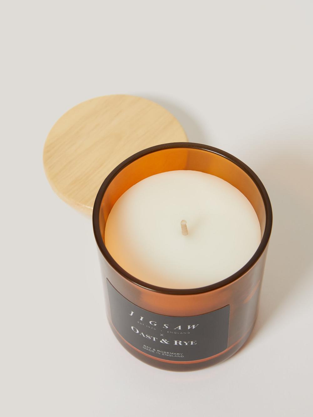 Jigsaw Bay & Rosemary One Wick Candle Amber