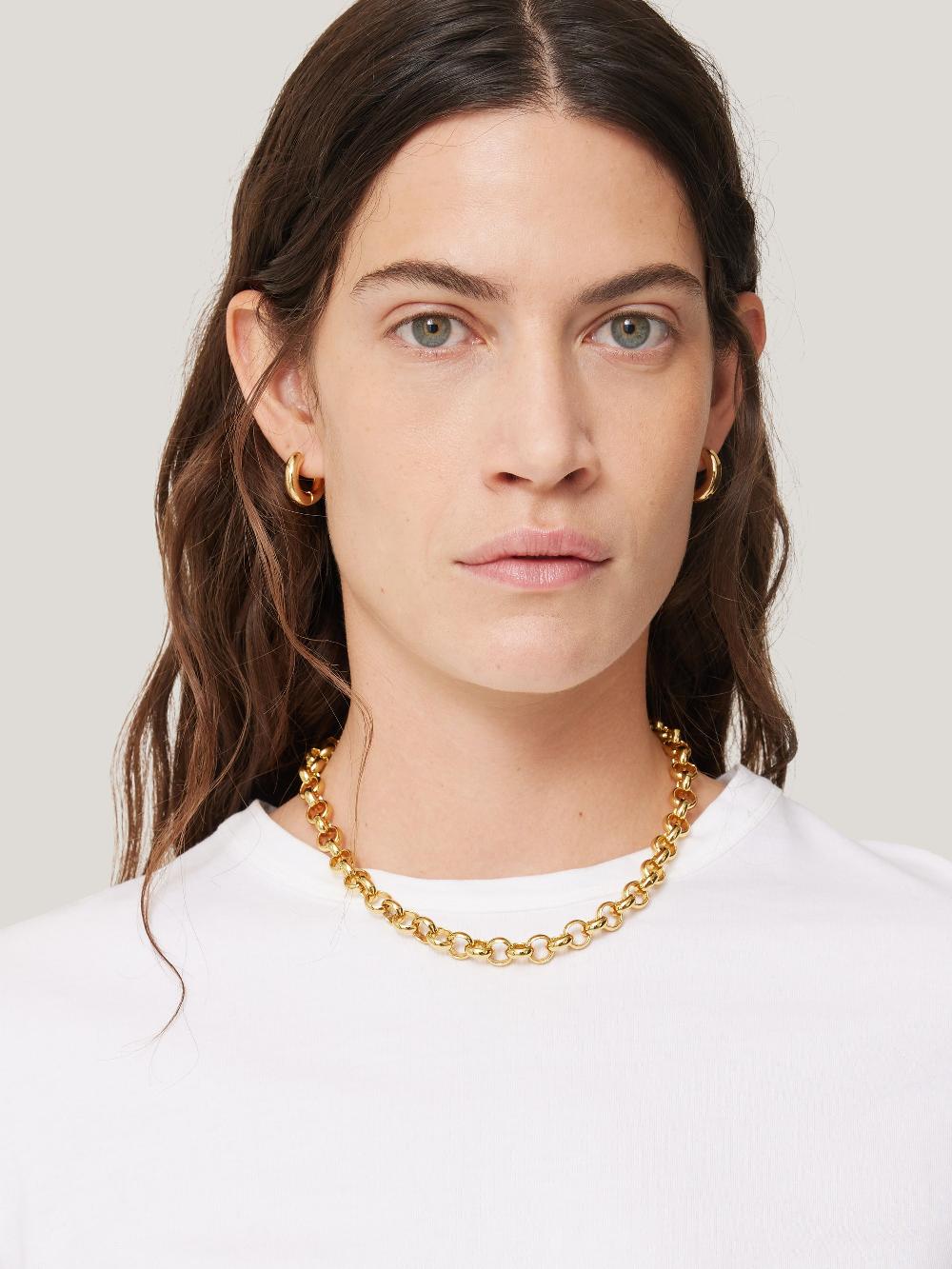 Jigsaw Belcher Chain Necklace Gold