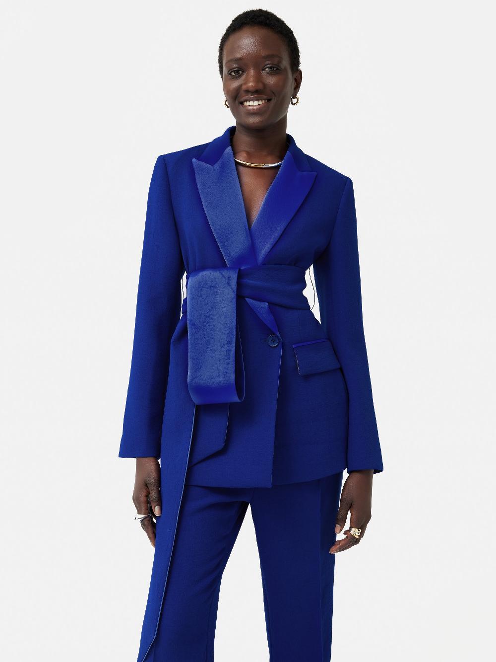 Jigsaw Belted Tuxedo Jacket Blue