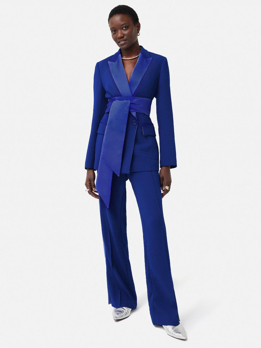 Jigsaw Belted Tuxedo Jacket Blue