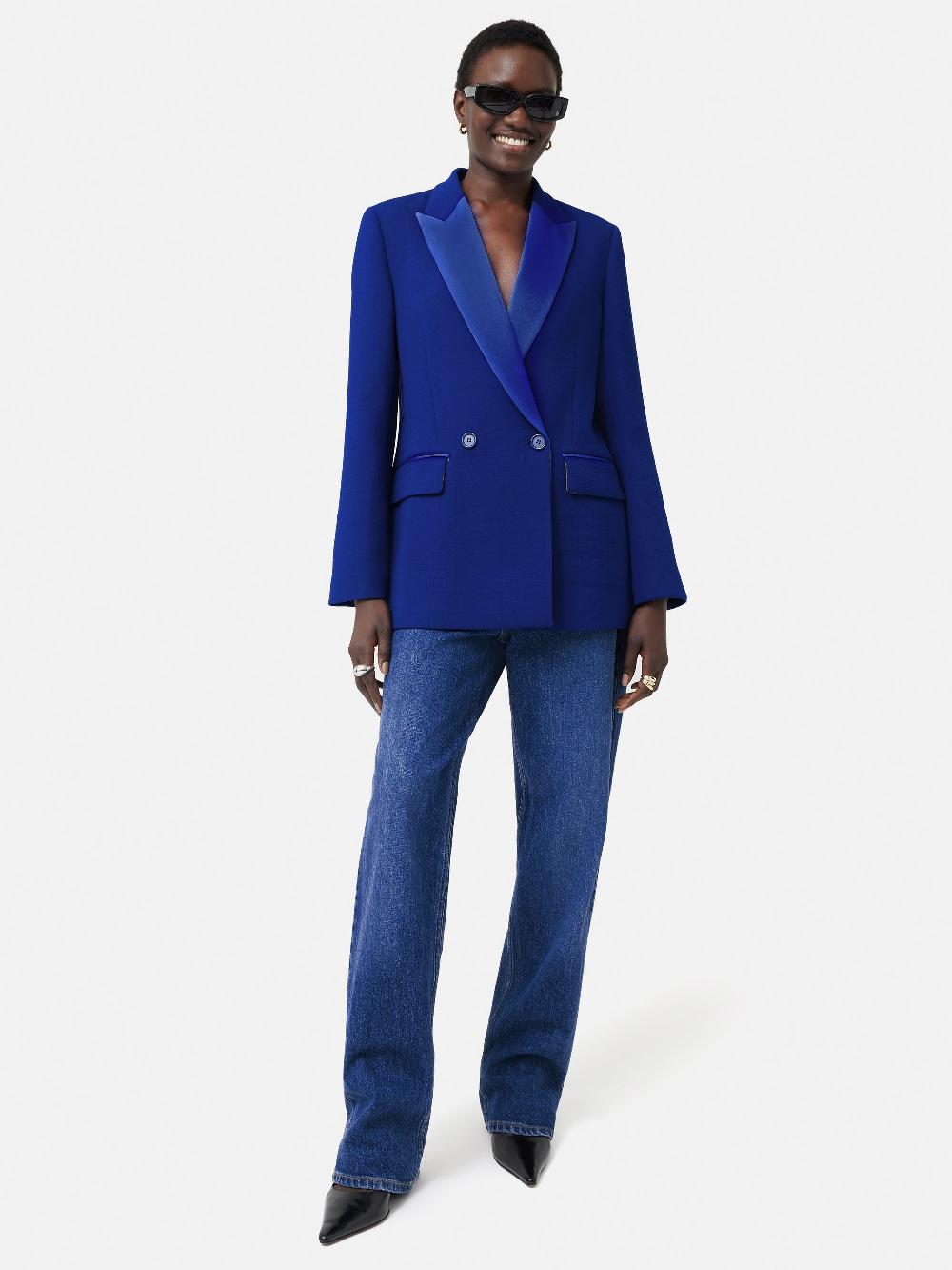 Jigsaw Belted Tuxedo Jacket Blue