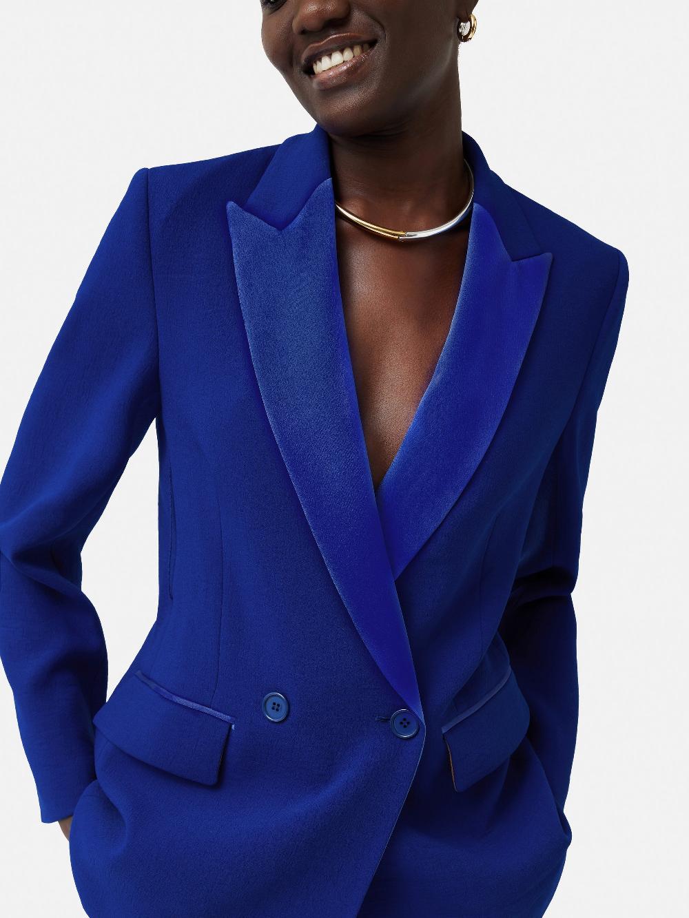 jigsaw Belted Tuxedo Jacket Blue