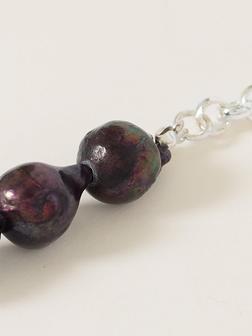 Jigsaw Black Pearl Necklace SILVER