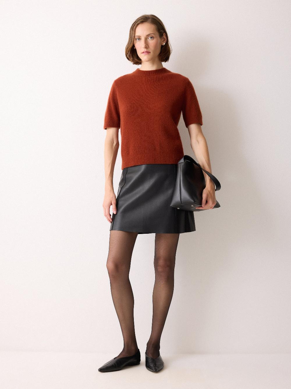 jigsaw Bonded Leather Mini Skirt Black