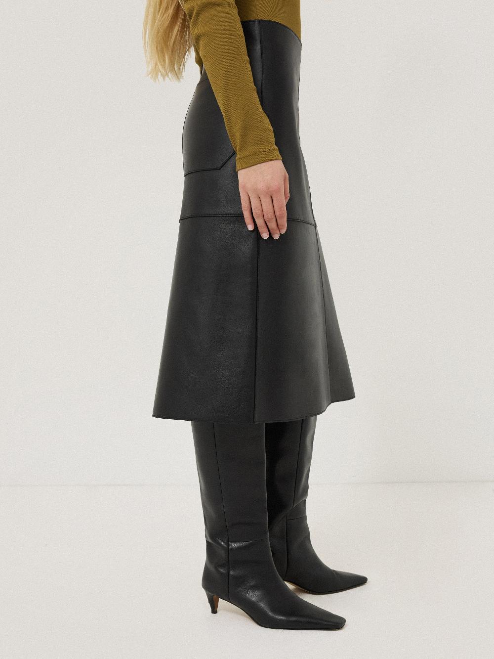 Jigsaw Bonded Leather Skirt Black