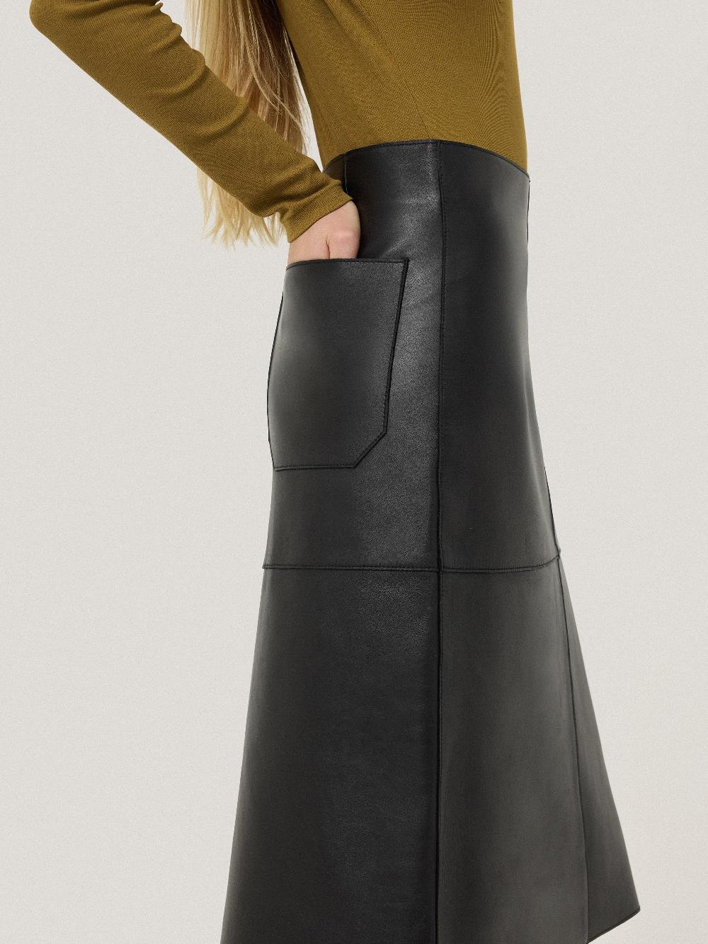 Jigsaw Bonded Leather Skirt Black