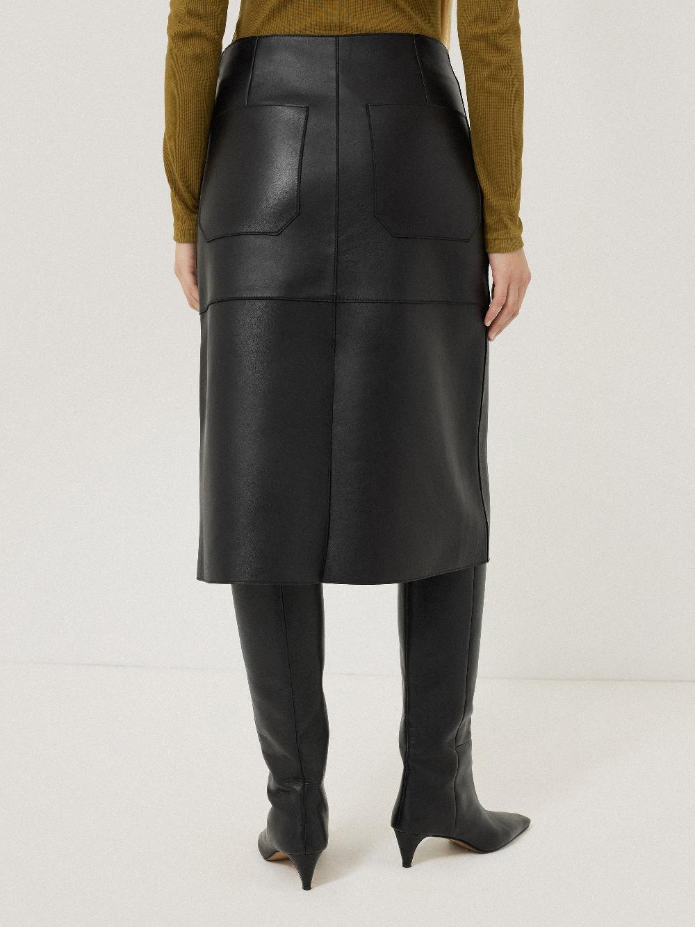 Jigsaw Bonded Leather Skirt Black