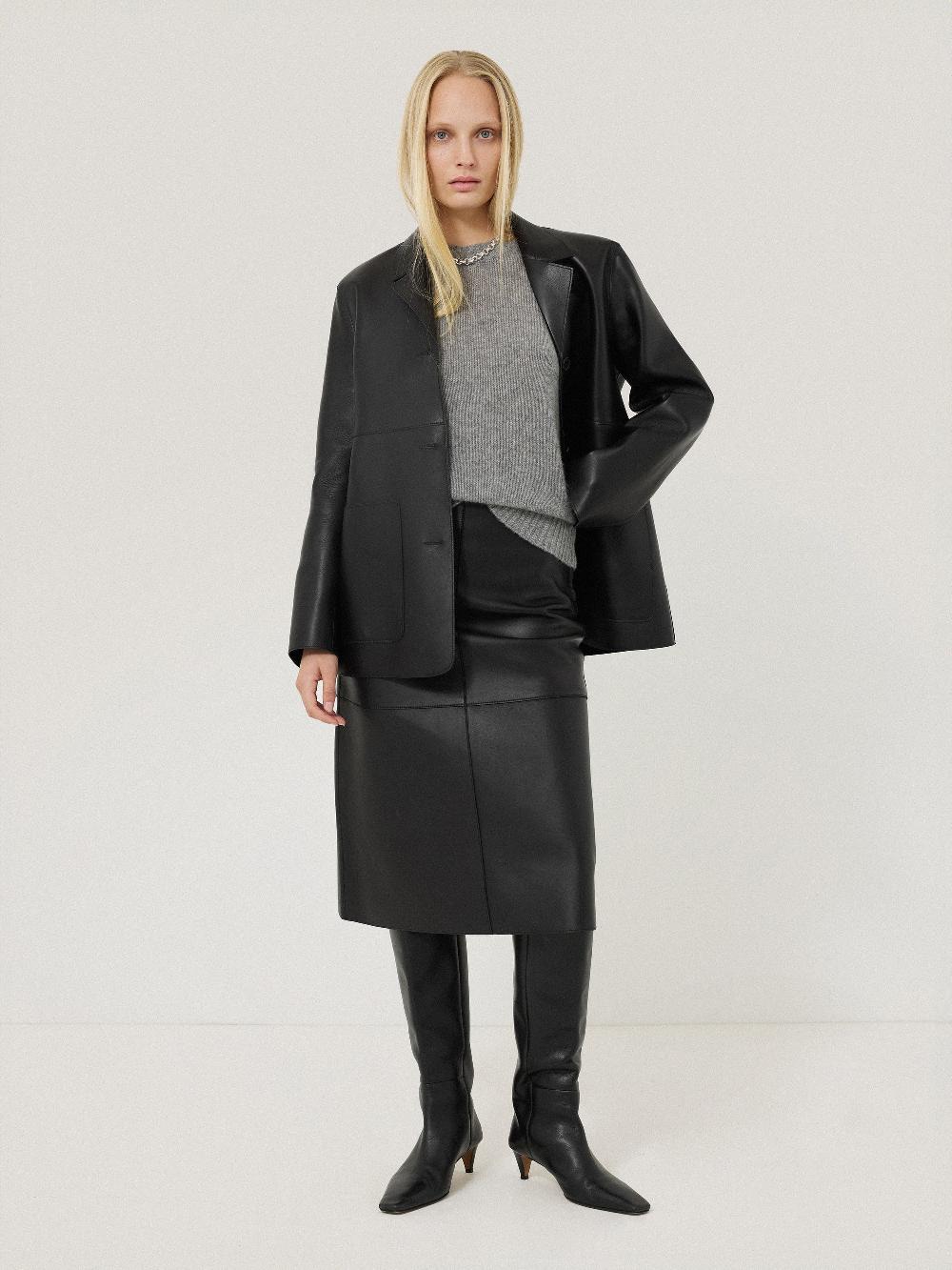 jigsaw Bonded Leather Skirt Black