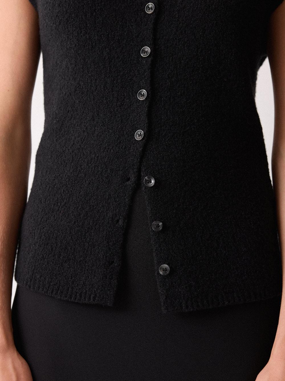 Jigsaw Boucle Cap Sleeve Top Black