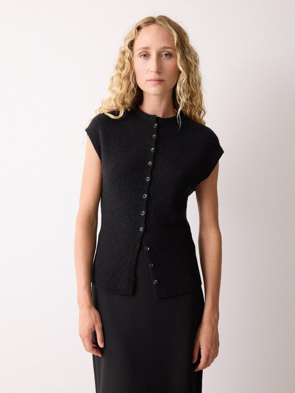 Jigsaw Boucle Cap Sleeve Top Black