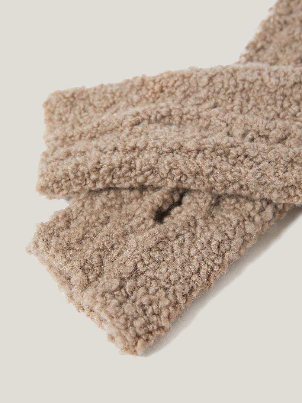 Jigsaw Boucle Mittens Taupe