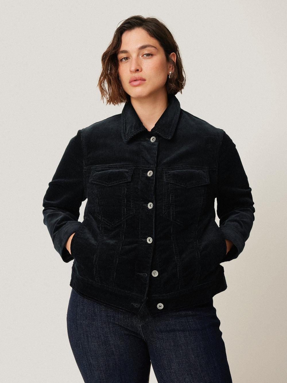 Jigsaw Boxy Cord Trucker Jacket Navy