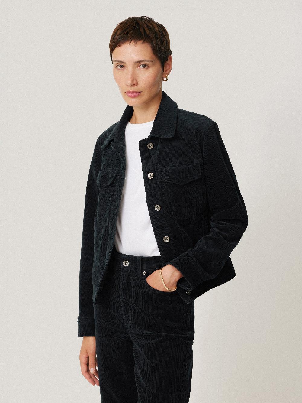 Jigsaw Boxy Cord Trucker Jacket Navy