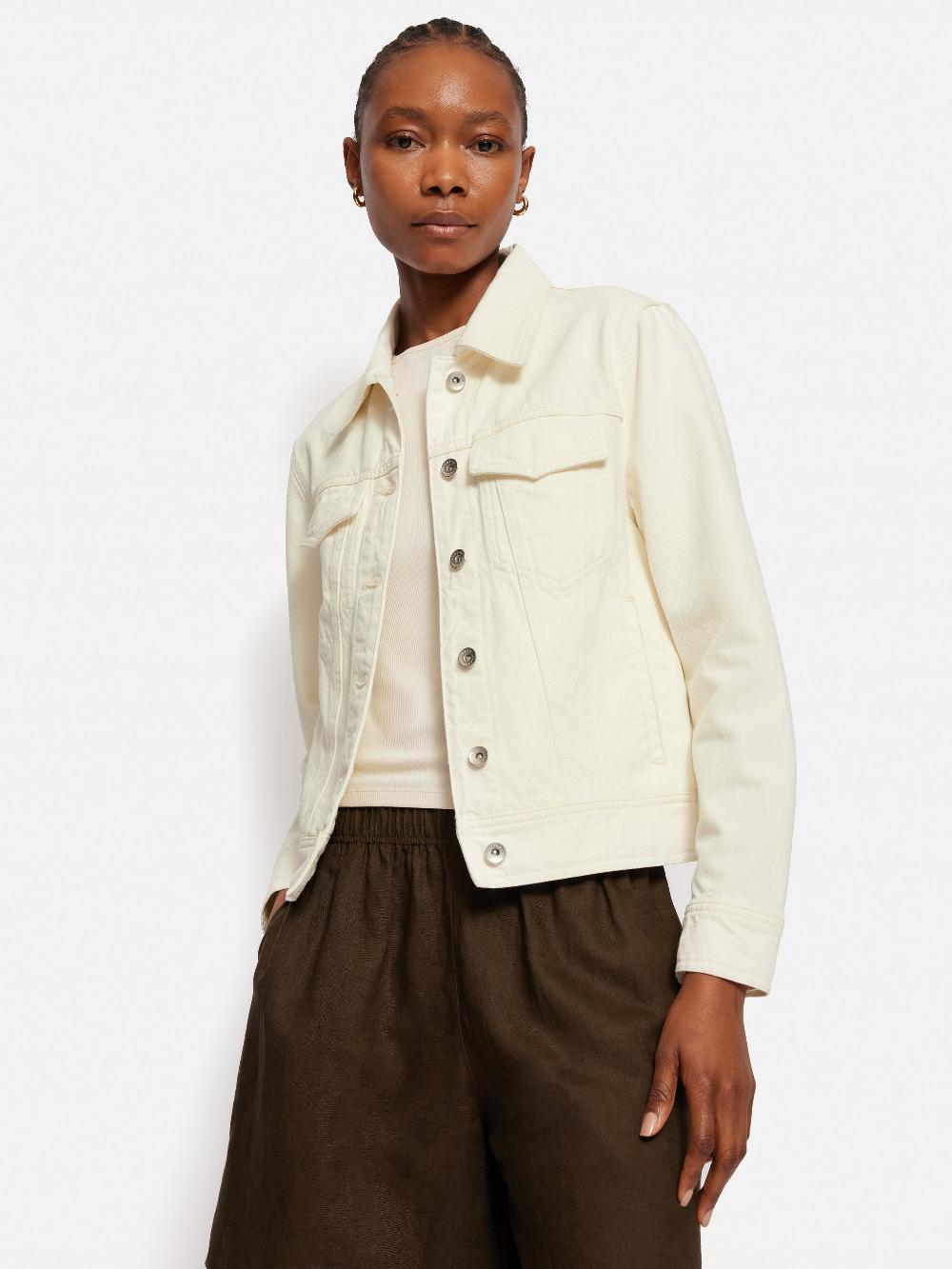 jigsaw Boxy Denim Trucker Jacket Ecru