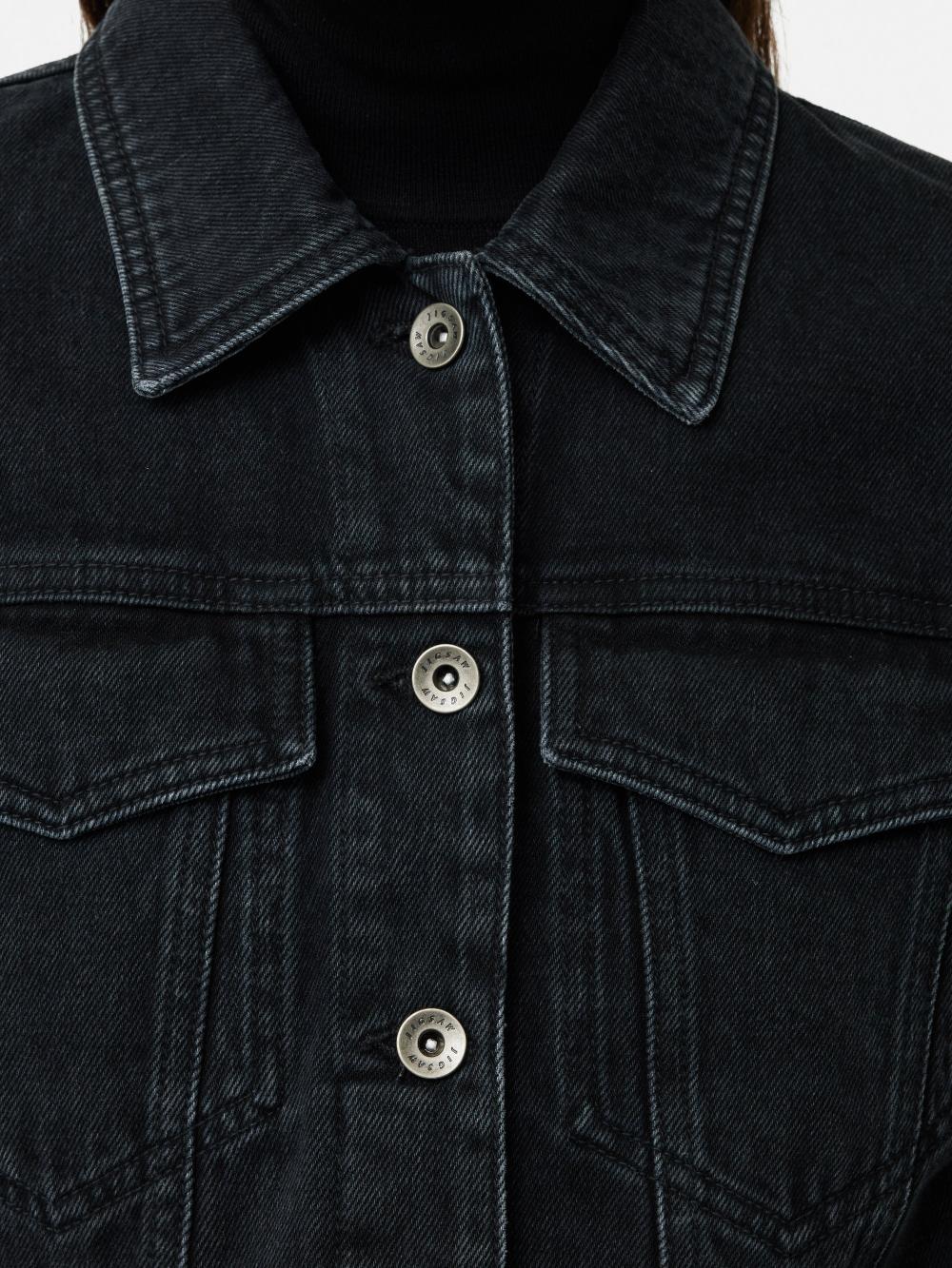 Jigsaw Boxy Denim Trucker Jacket Washed Black