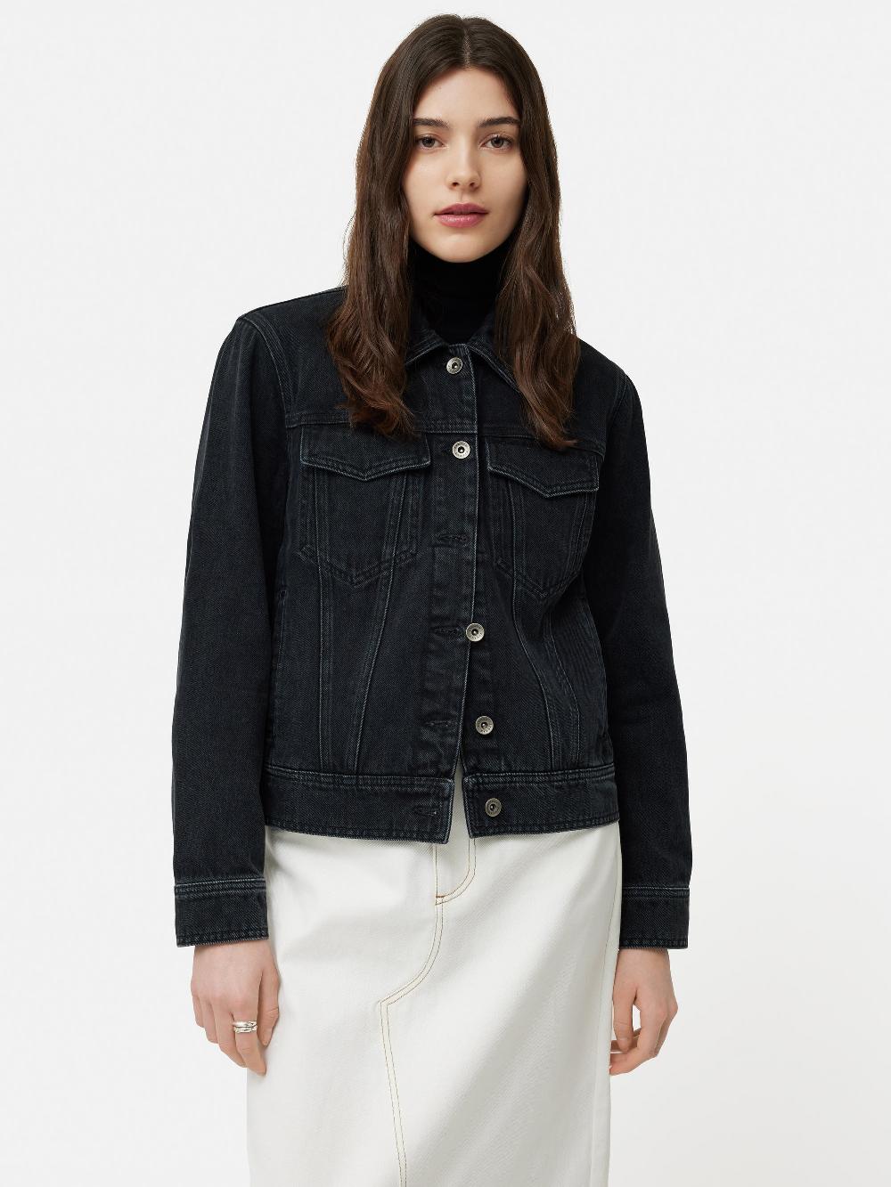 jigsaw Boxy Denim Trucker Jacket Washed Black