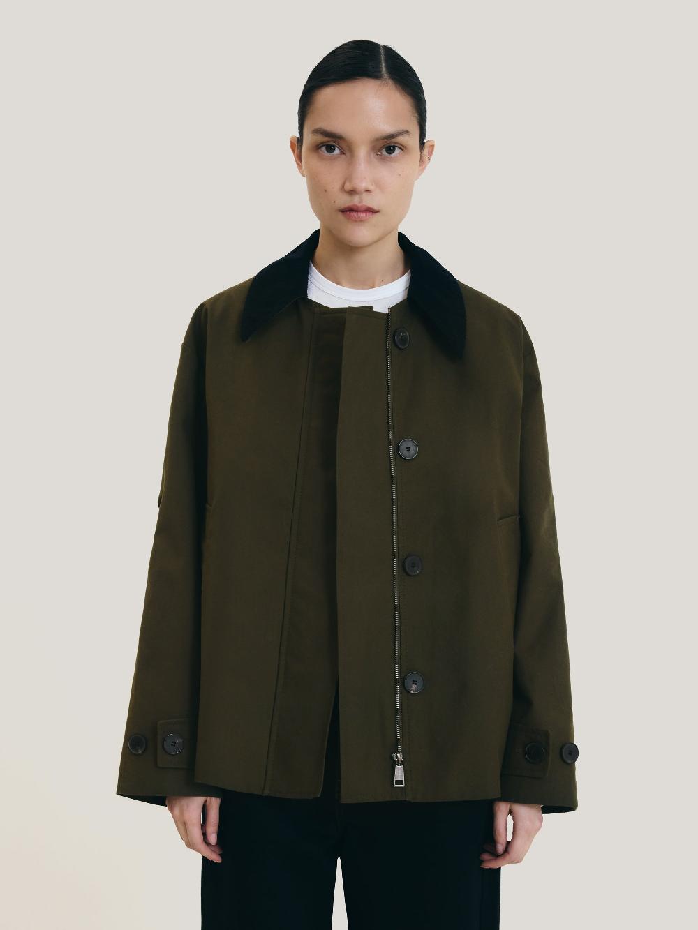 jigsaw British Millerain Cotton Jacket Green