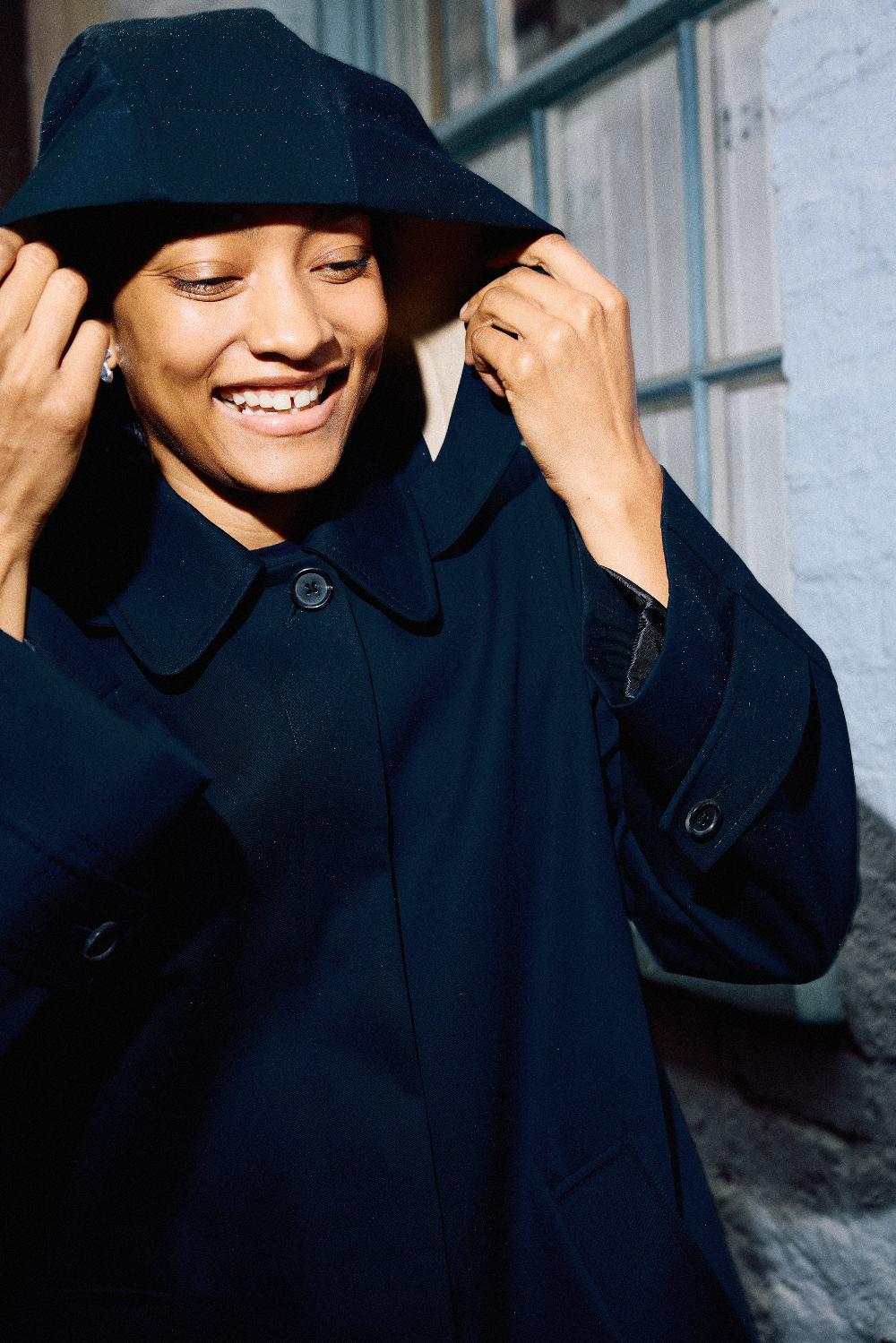 Jigsaw British Millerain Cotton Rain Mac Navy