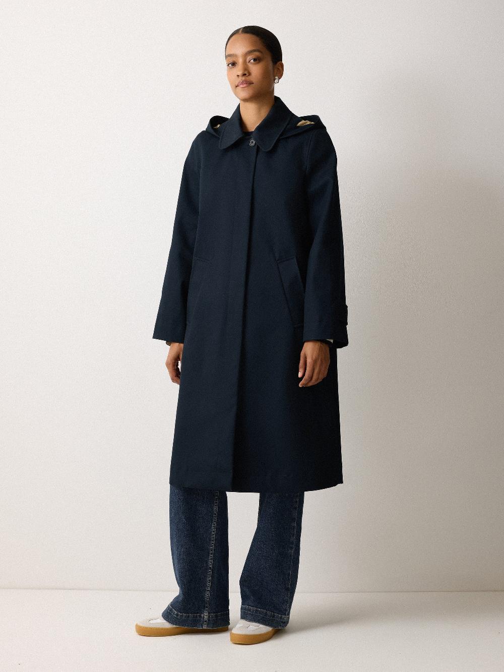 Jigsaw British Millerain Cotton Rain Mac Navy