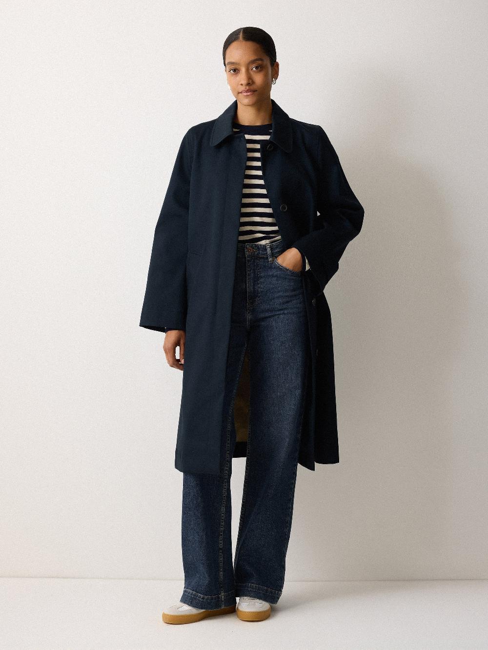 jigsaw British Millerain Cotton Rain Mac Navy