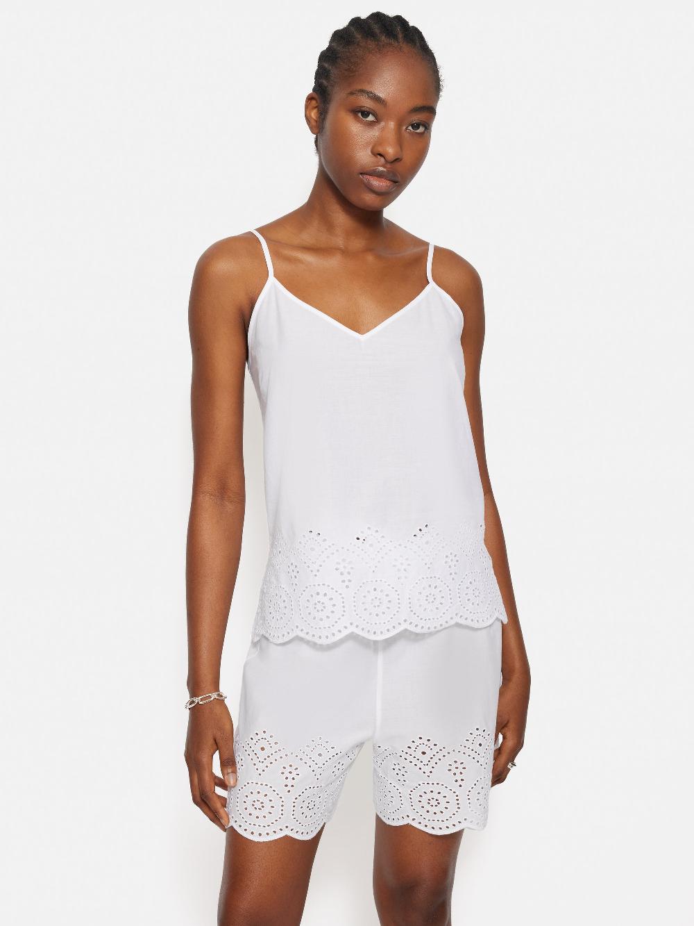 jigsaw Broderie Anglaise Pyjama Cami White