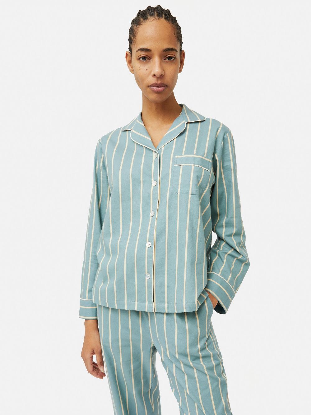 Jigsaw Brushed Twill Stripe Pyjamas BLUE