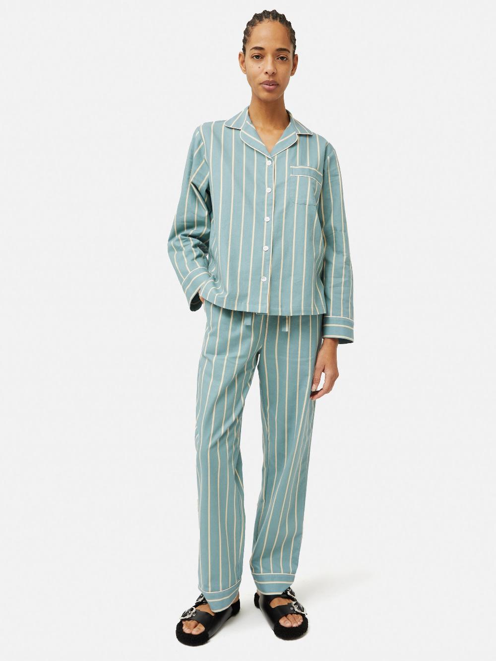jigsaw Brushed Twill Stripe Pyjamas BLUE