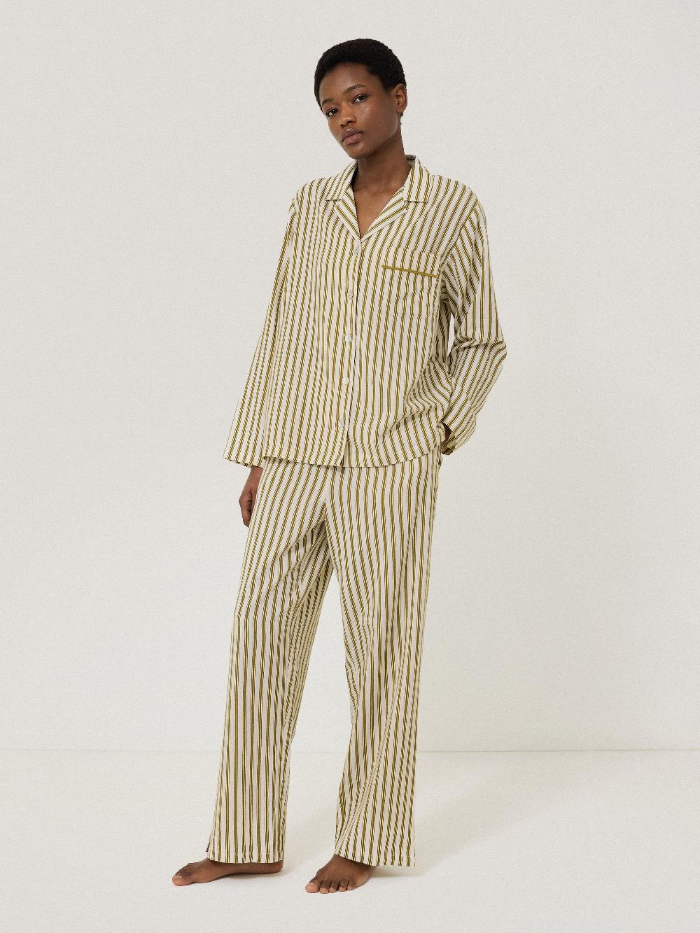 jigsaw Calmont Stripe Full Length Pyjama KHAKI