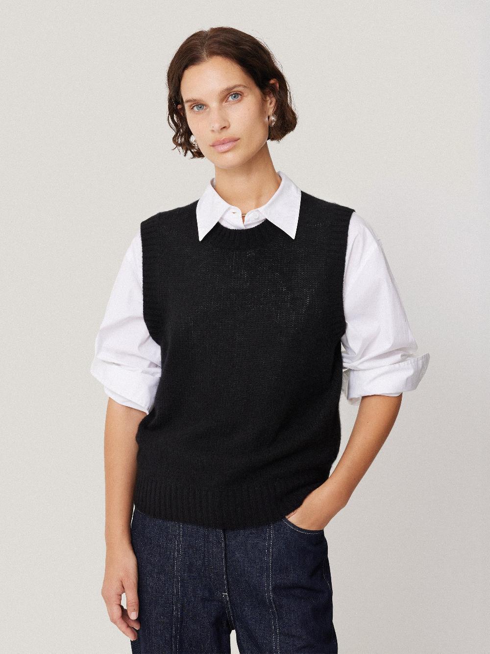 jigsaw Cashmere Crew Neck Tank Black