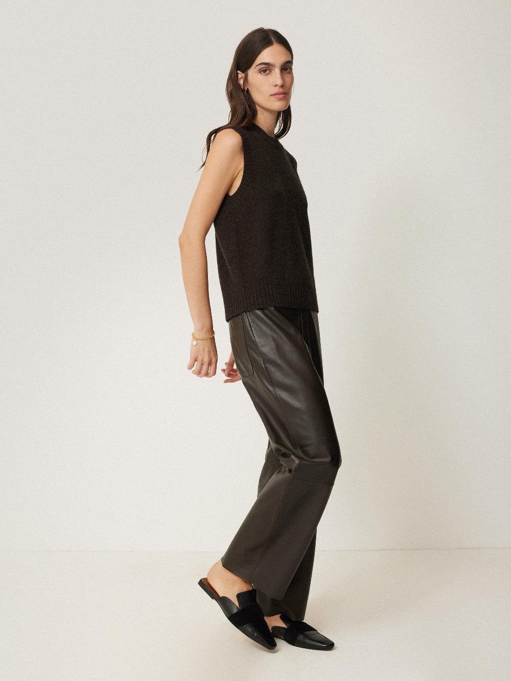 Jigsaw Cashmere Crew Neck Tank Dark Brown