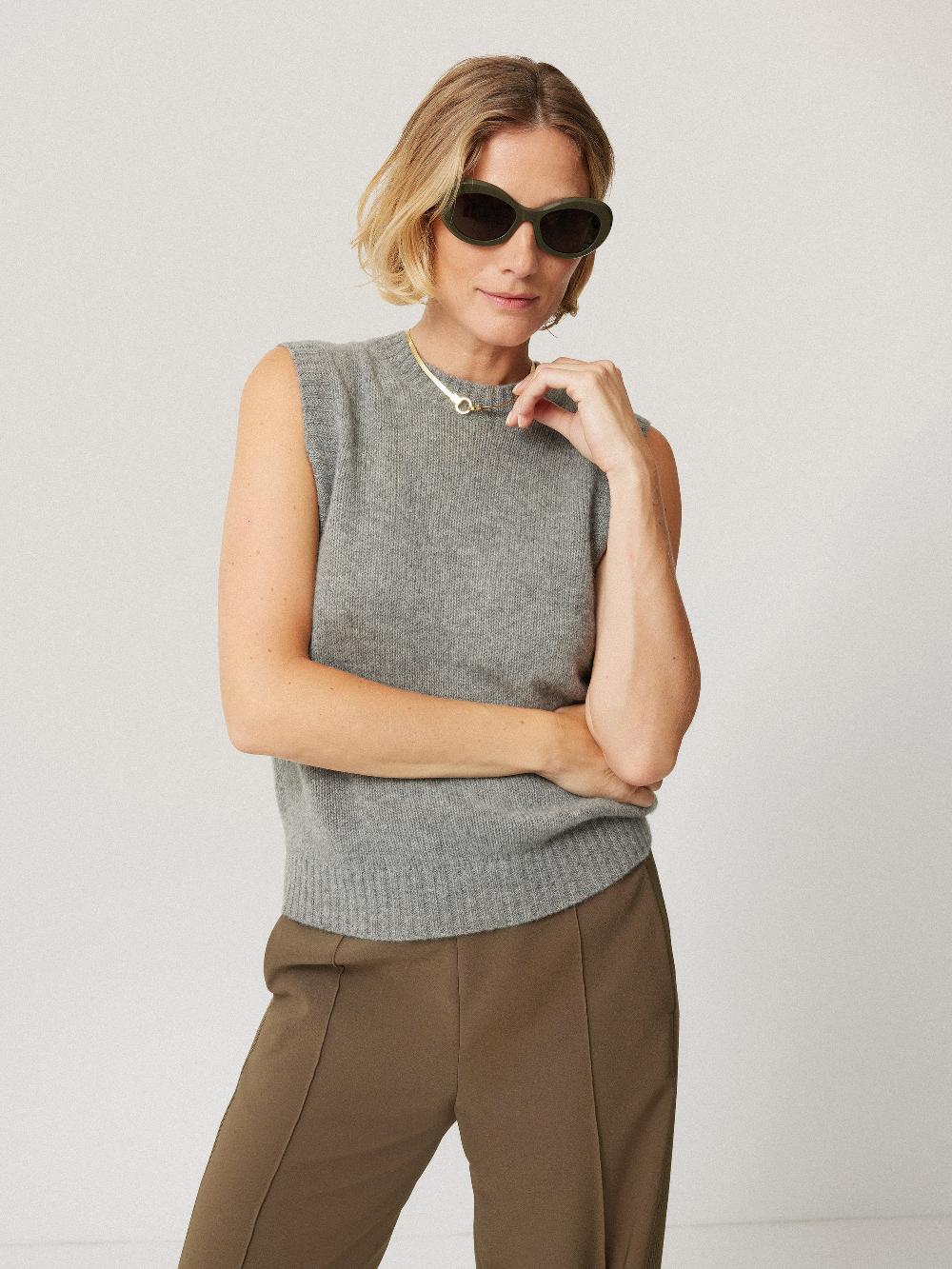 Jigsaw Cashmere Crew Neck Tank Grey