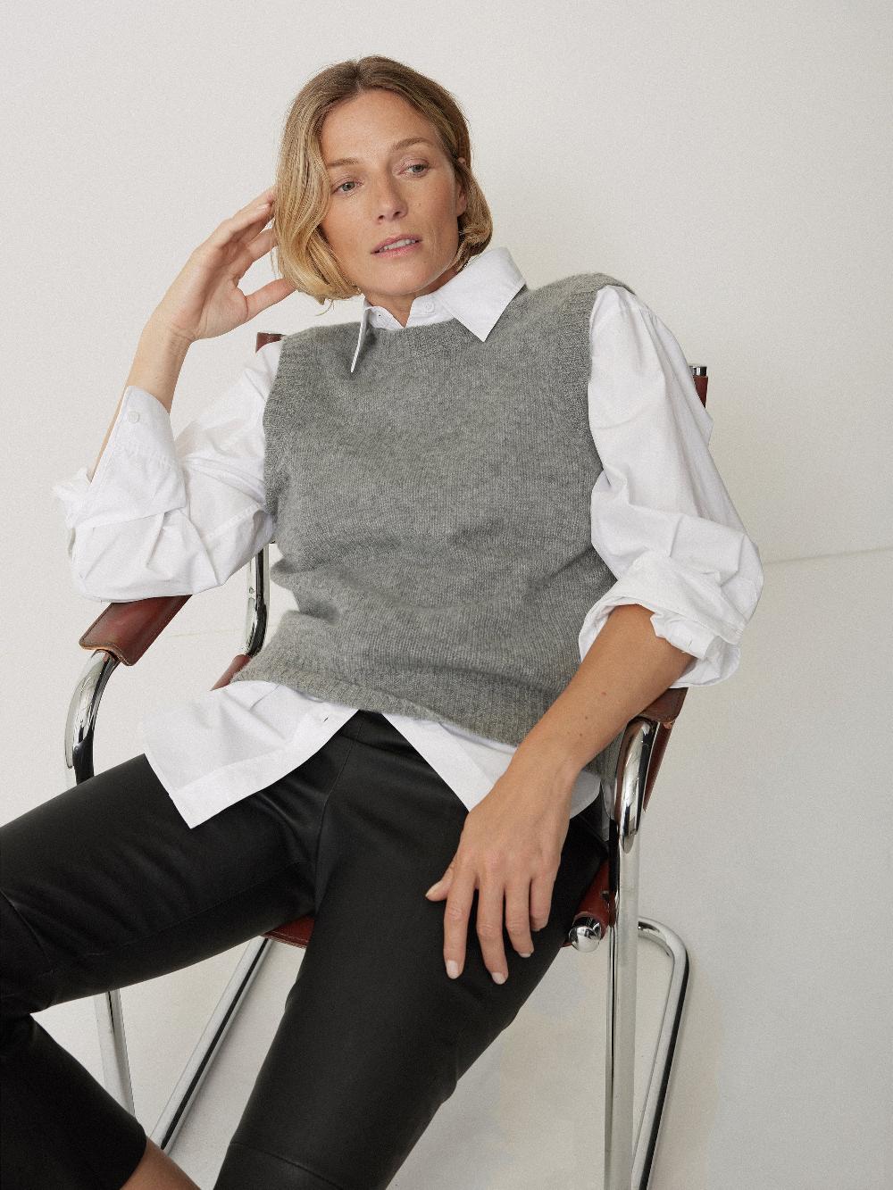 jigsaw Cashmere Crew Neck Tank Grey