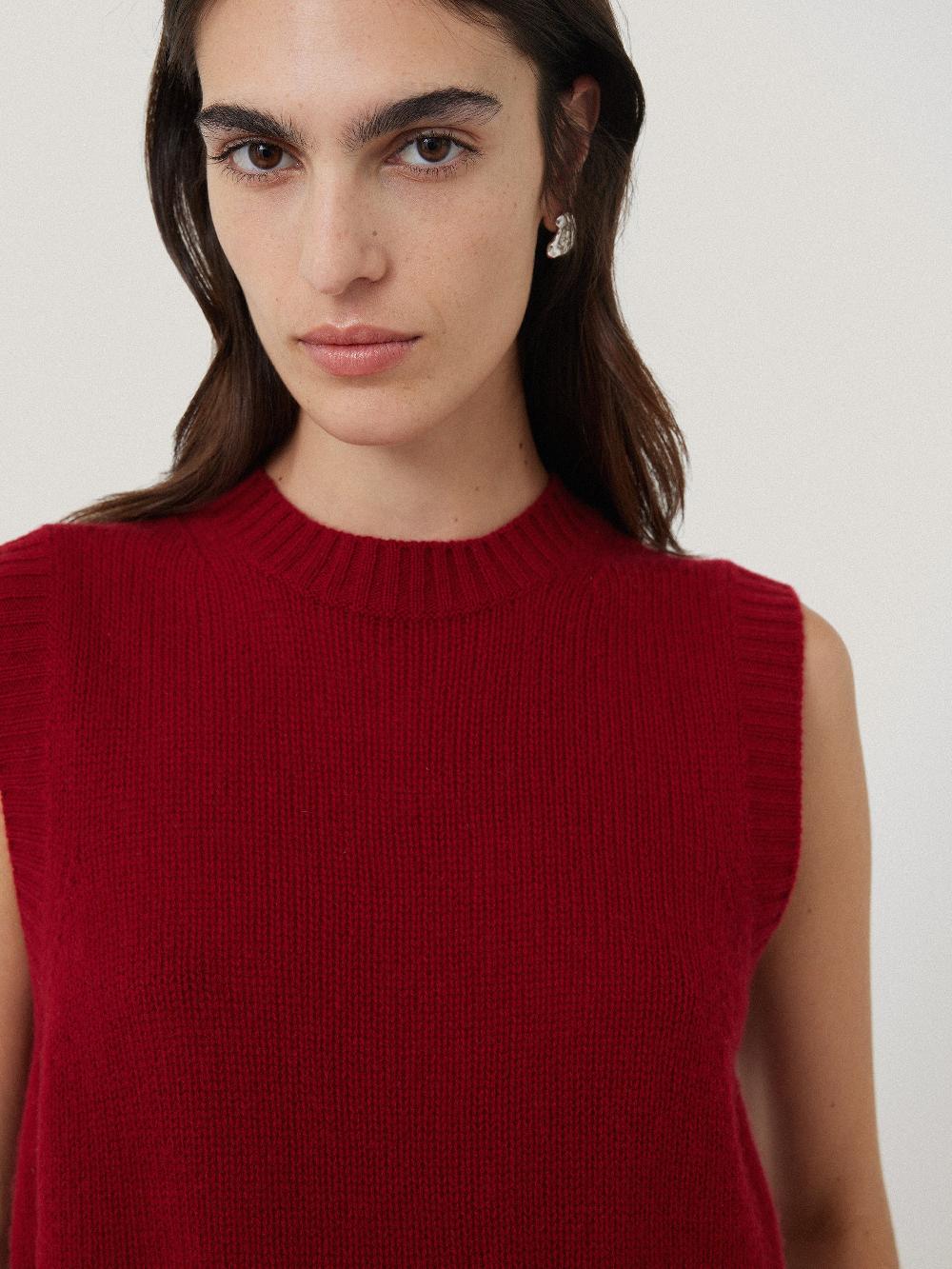 Jigsaw Cashmere Crew Neck Tank Red