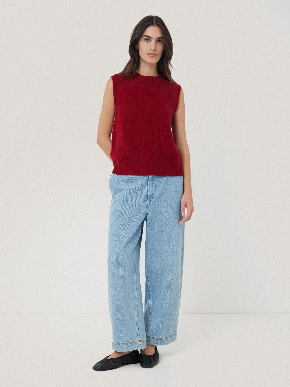 Jigsaw Cashmere Crew Neck Tank Red