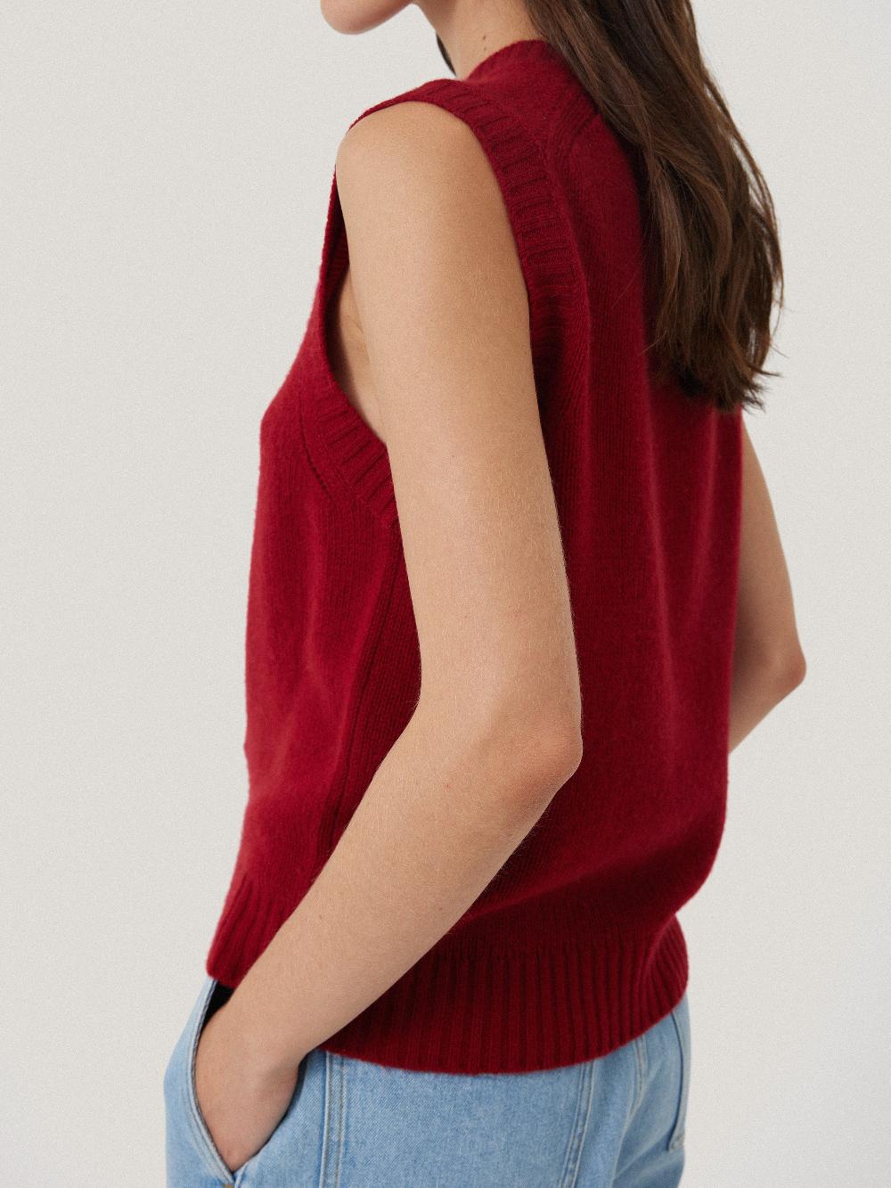 Jigsaw Cashmere Crew Neck Tank Red